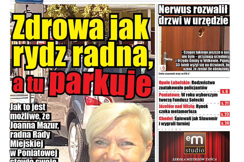 Zdrowa jak rydz radna, a tu parkuje - Zdjęcie główne