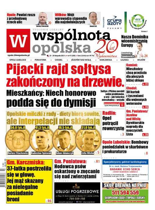 Pijacki rajd sołtysa zakończony na drzewie. Mieszkańcy: Niech honorowo poda się do dymisji - Zdjęcie główne