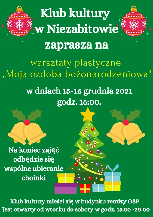 Warsztaty plastyczne i wspólne ubieranie choinki w Niezabitowie - Zdjęcie główne