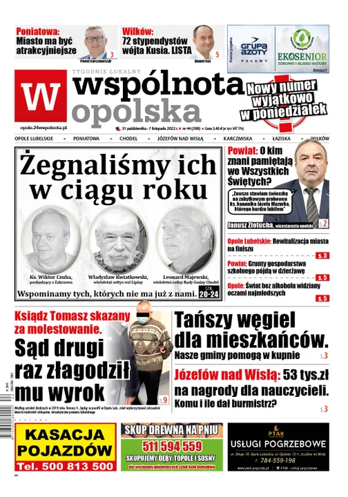 Najnowszy numer Wspólnoty Opolskiej nietypowo w poniedziałek (31 października 2022) - Zdjęcie główne