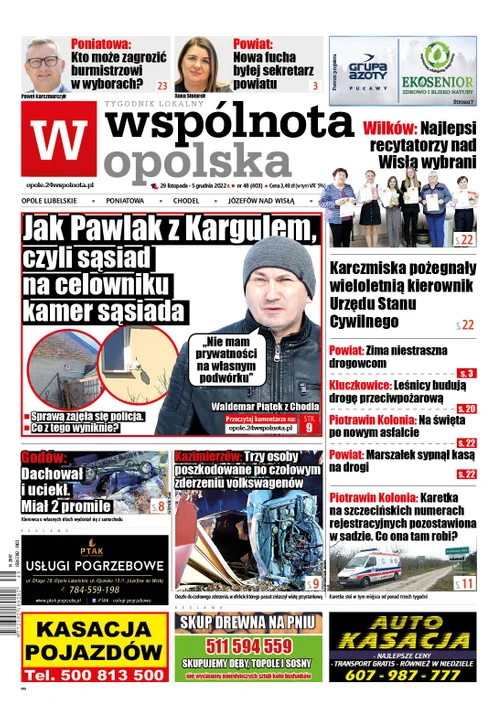 Najnowszy numer Wspólnoty Opolskiej (29 listopada 2022) - Zdjęcie główne