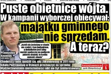 Gmina Chodel: Nie dotrzymał obietnicy wyborczej, jednak sprzedaje - Zdjęcie główne