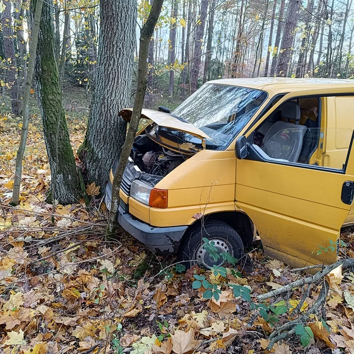 Jankowa: Dostawczy bus uderzył w drzewo. Nie żyje kierowca - Zdjęcie główne