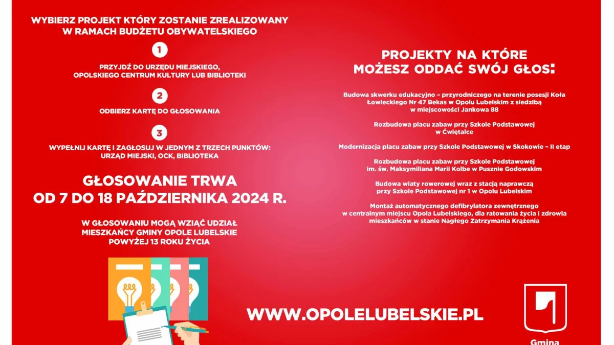 Gmina Opole Lubelskie: Skwer edukacyjny, place zabaw, wiata rowerowa czy defibrylator? - Zdjęcie główne