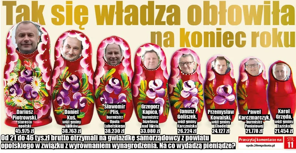 Powiat opolski: Tak przytyły portfele opolskiej władzy na koniec roku - Zdjęcie główne