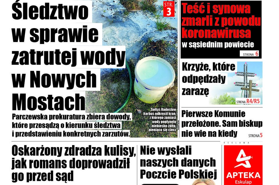 Śledztwo w sprawie zatrucia wodociągu w Nowych Mostach - Zdjęcie główne