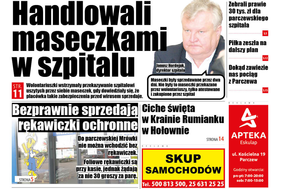 Handlowali maseczkami w parczewskim szpitalu - Zdjęcie główne