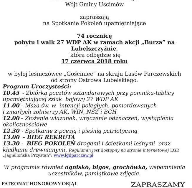 Bieg Pokoleń w rocznicę akcji Burza na Lubelszczyźnie - Zdjęcie główne