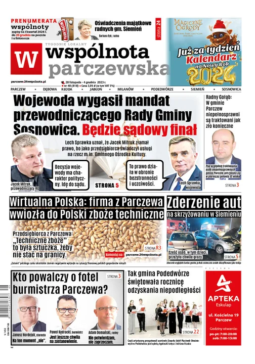 Najnowszy numer Wspólnoty Parczewskiej (28 listopada 2023 r.) - Zdjęcie główne