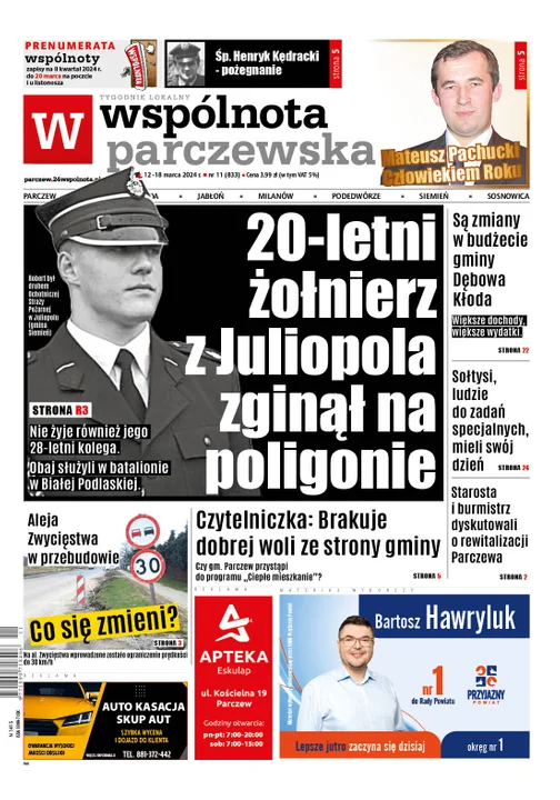 Najnowsze wydanie Wspólnoty Parczewskiej 12 marca 2024r - Zdjęcie główne