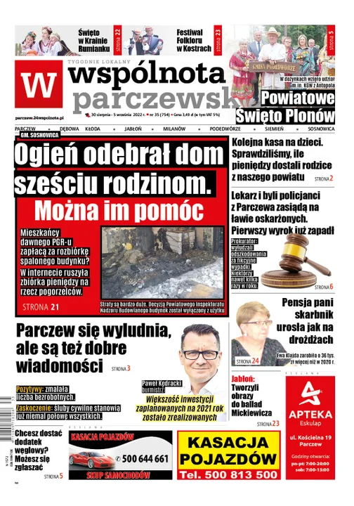 Najnowszy numer Wspólnoty Parczewskiej (30 sierpnia 2022) - Zdjęcie główne