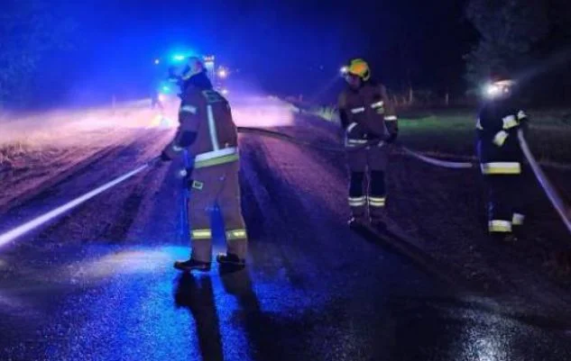 Gmina Parczew. Niecodzienna interwencja straży pożarnej na ruchliwej drodze - Zdjęcie główne