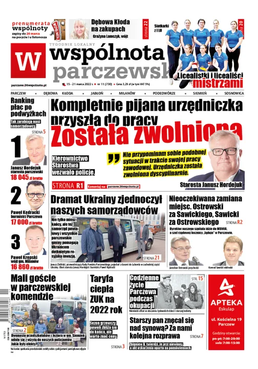 Najnowszy numer Wspólnoty Parczewskiej ( 15 marca 2022) - Zdjęcie główne