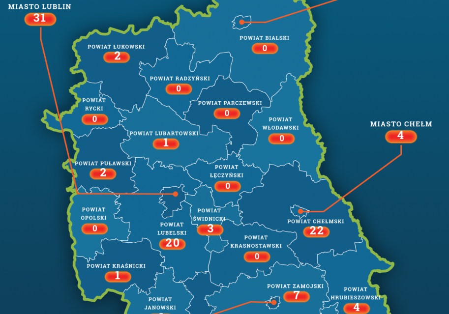 Zobacz MAPĘ przypadków koronawirusa na Lubelszczyźnie. Właśnie potwierdzono kolejnych dziesięć zachorowań - Zdjęcie główne