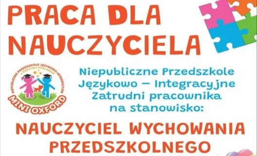 Niepubliczne Przedszkole MINI OXFORD szuka pracownika. - Zdjęcie główne