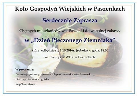 Dzień pieczonego ziemniaka 2016 w Paszenkach - program - Zdjęcie główne