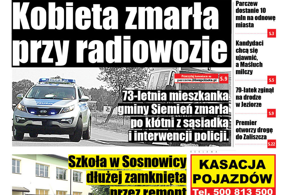 Kobieta zmarła przy radiowozie - Zdjęcie główne