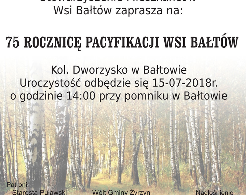 75. Rocznica Pacyfikacji Wsi Bałtów - Zdjęcie główne