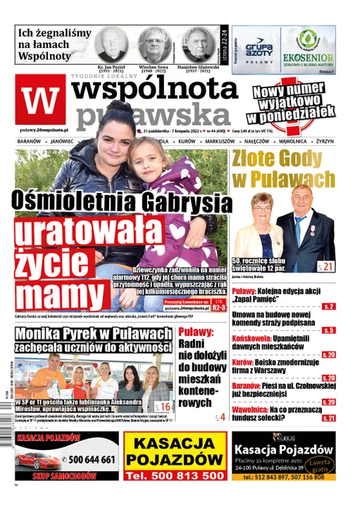 Najnowszy numer Wspólnoty Puławskiej nietypowo w poniedziałek (31 października 2022) - Zdjęcie główne
