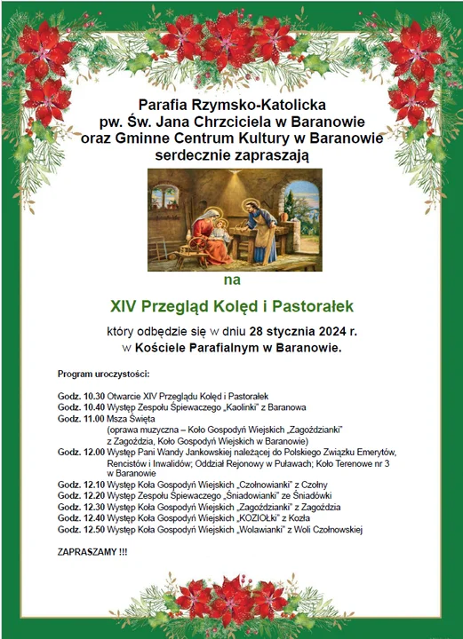 Gmina Baranów: XIV Przegląd Kolęd i Pastorałek (program) - Zdjęcie główne