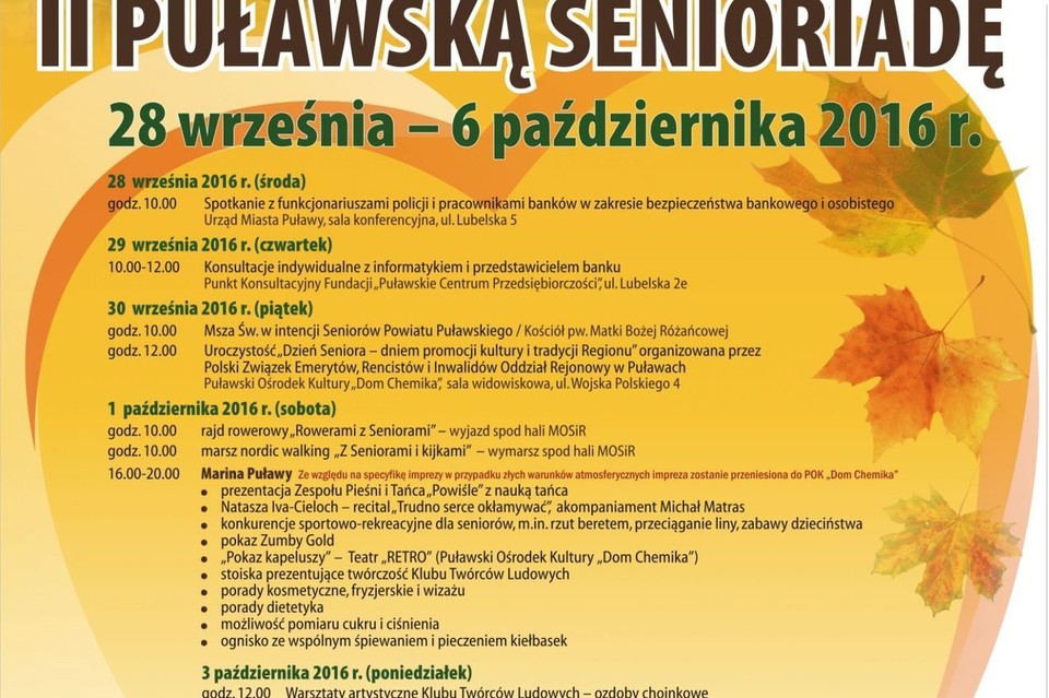 II Puławska Senioriada 2016 - program - Zdjęcie główne