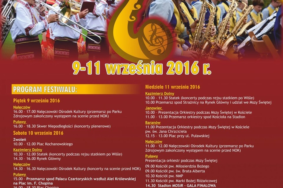 Międzynarodowy Festiwal Orkiestr Dętych w Puławach 2016 - program - Zdjęcie główne