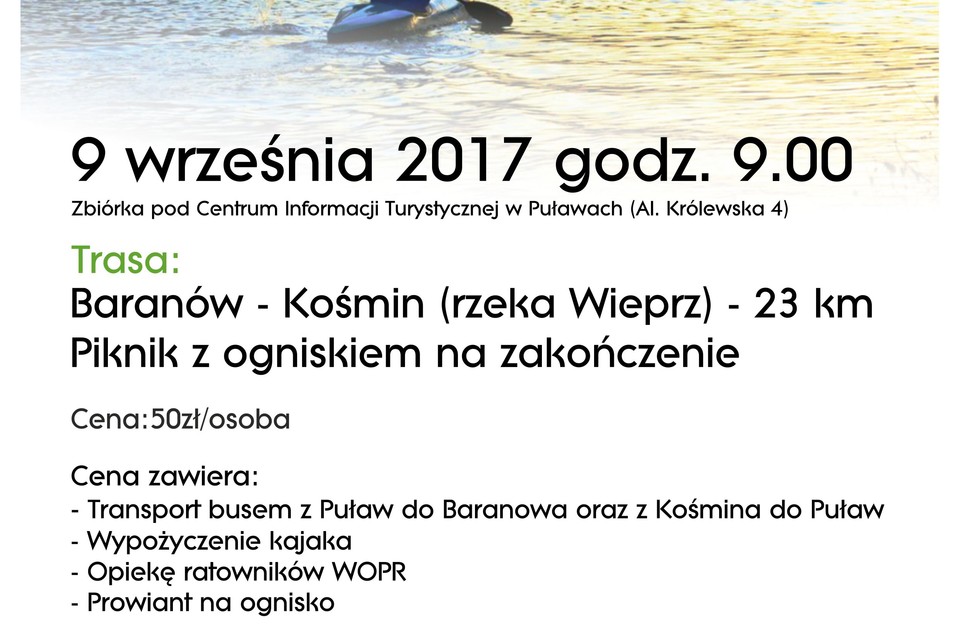 Spływ kajakowy Wieprzem: Baranów-Kośmin - Zdjęcie główne