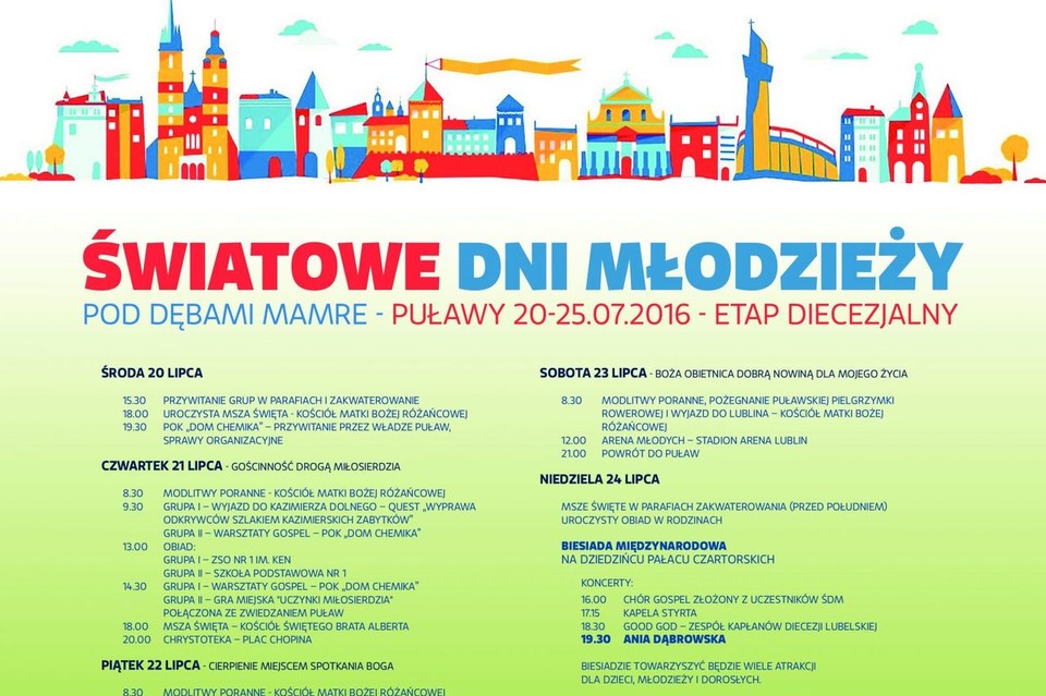 Program etapu diecezjalnego ŚDM 2016 w Puławach - Zdjęcie główne