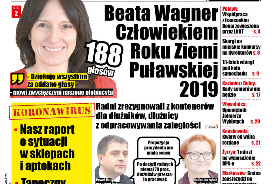 Beata Wagner Człowiekiem Roku Ziemi Puławskiej 2019 - Zdjęcie główne