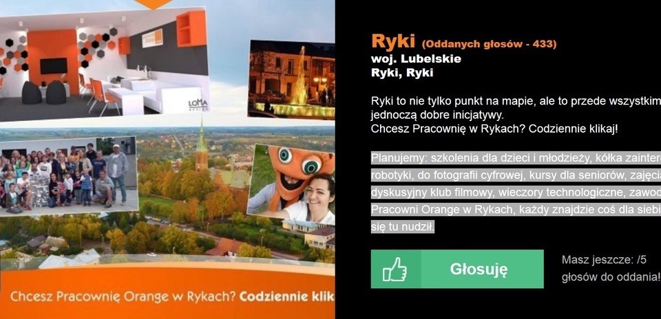 Ryki walczą o pracownię Orange - Zdjęcie główne