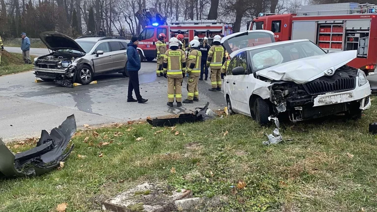 Zderzenie dwóch samochodów pod Nałęczowem - Zdjęcie główne