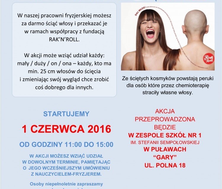 Akcja "DAJ WŁOS" w ZS nr 1 w Puławach - Zdjęcie główne