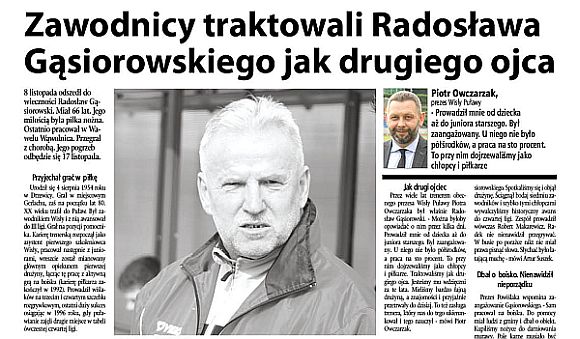 Zawodnicy traktowali Radosława Gąsiorowskiego jak drugiego ojca - Zdjęcie główne