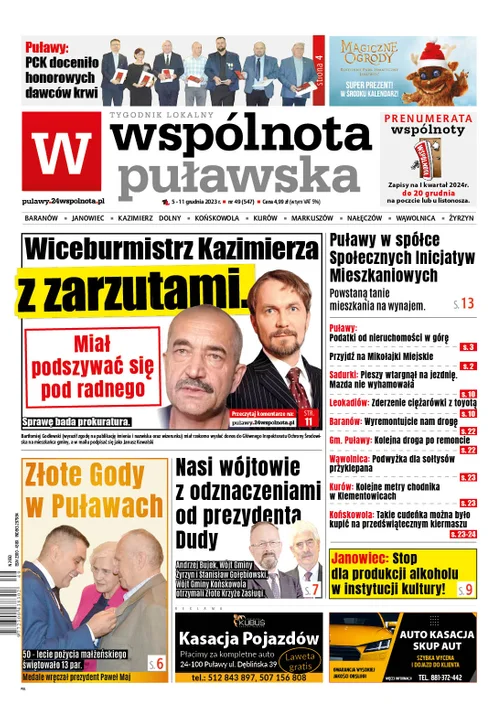 Najnowszy numer Wspólnoty Puławskiej z kalendarzem na 2024 r. od wtorku 5 grudnia w punktach sprzedaży - Zdjęcie główne