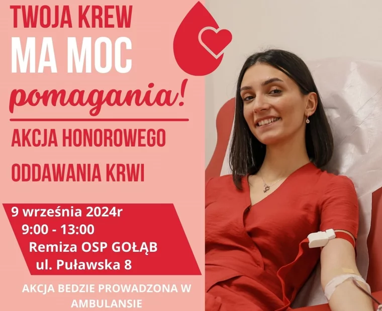 Zbliża się akcja honorowego krwiodawca w Gołębiu. Dawcy mogą liczyć na upominki - Zdjęcie główne