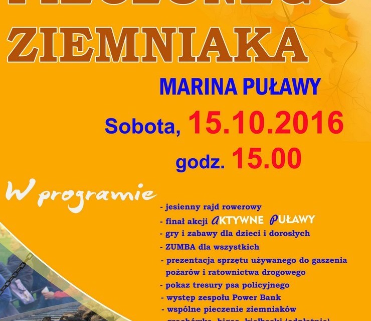 Święto Pieczonego Ziemniaka 2016 w Marinie Puławy - program - Zdjęcie główne