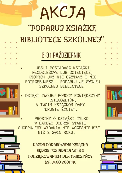 Drzewce: Podaruj książkę szkolnej bibliotece - Zdjęcie główne