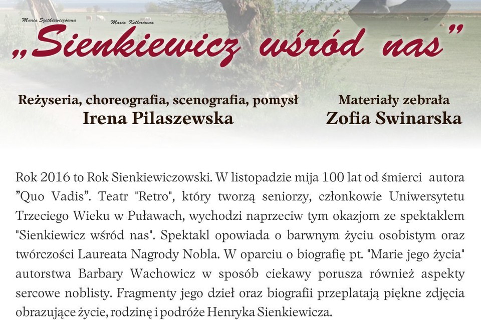 Sienkiewicz wśród nas - spektakl Teatru Retro - Zdjęcie główne