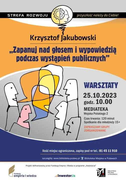 Warsztaty w Bibliotece Miejskiej w Puławach z Krzysztofem Jakubowskim - Zdjęcie główne