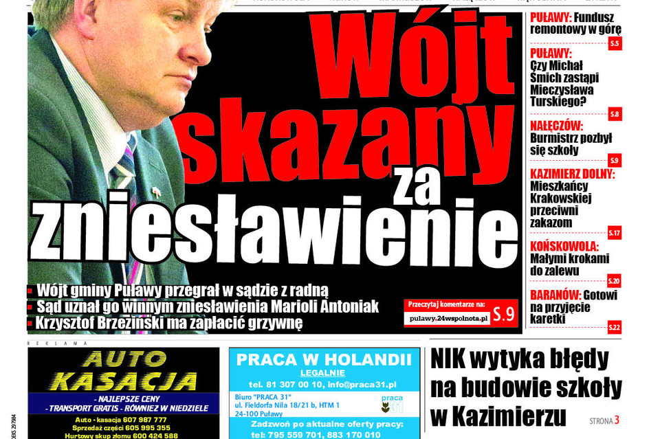 Wójt skazany za zniesławienie - Zdjęcie główne