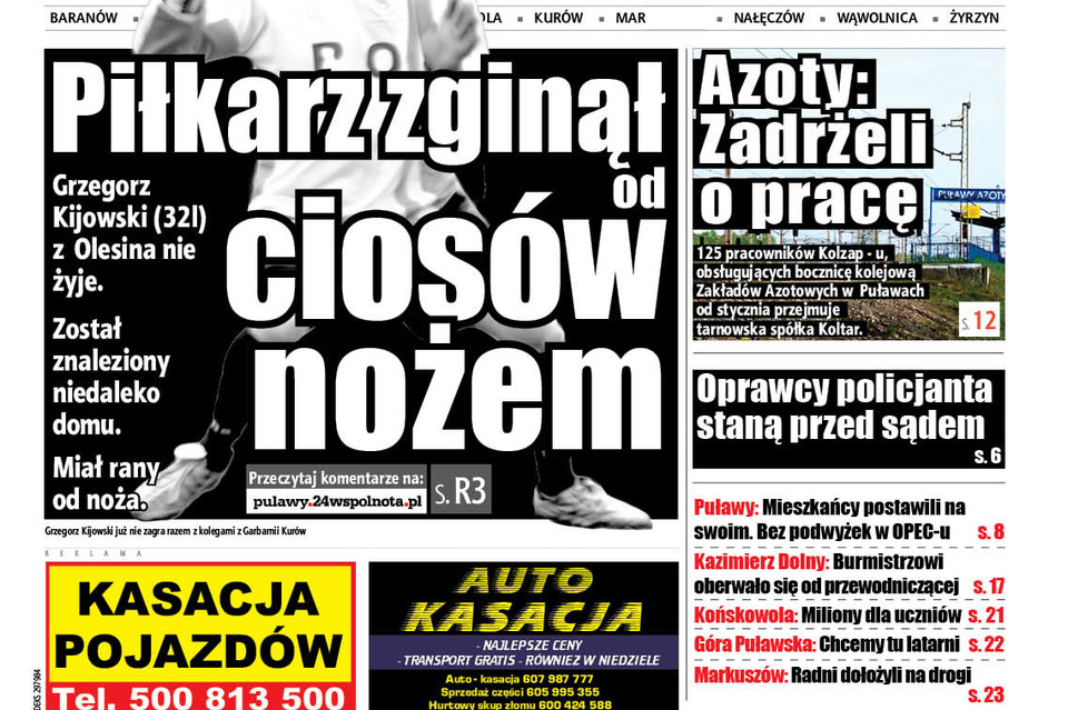 Piłkarz zginął od ciosów nożem - Zdjęcie główne