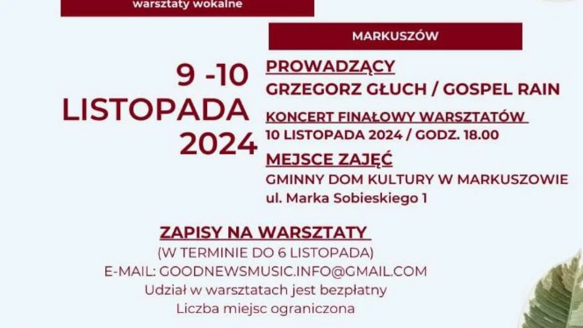 Zapisz się na warszaty wokalne w Markuszowie - Zdjęcie główne