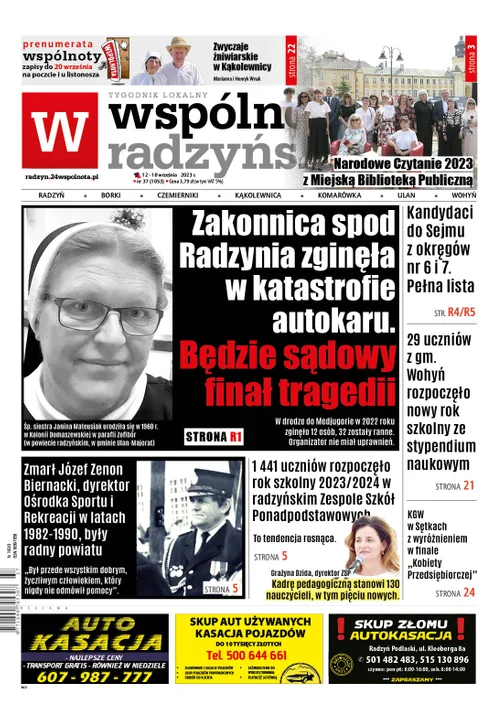 Najnowszy numer Wspólnoty Radzyńskiej (12 września 2023r) - Zdjęcie główne