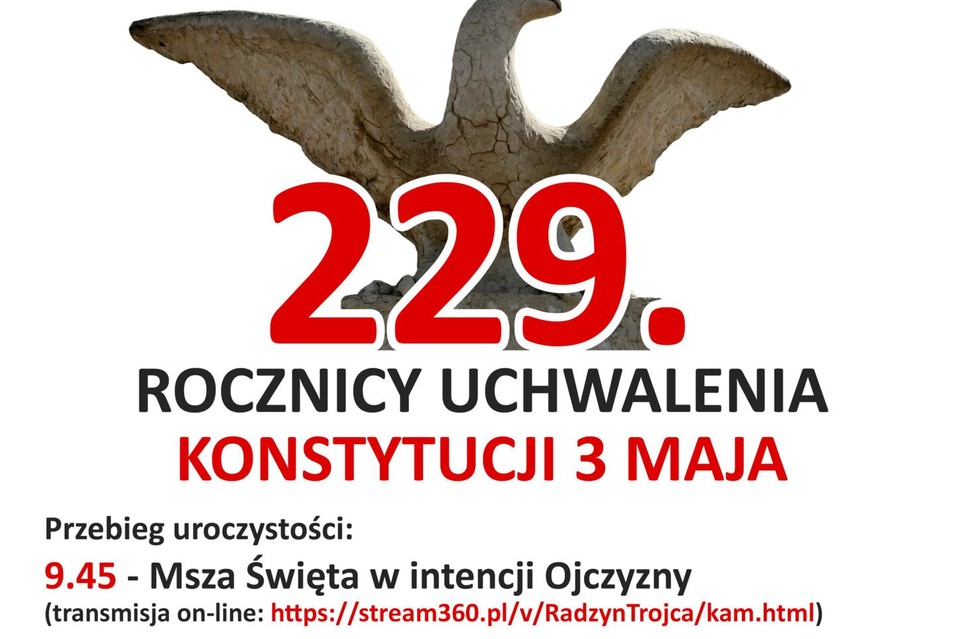 Radzyńskie samorządy zapraszają do DUCHOWEGO uczestnictwa w 229. rocznicy uchwalenia Konstytucji 3 Maja - Zdjęcie główne
