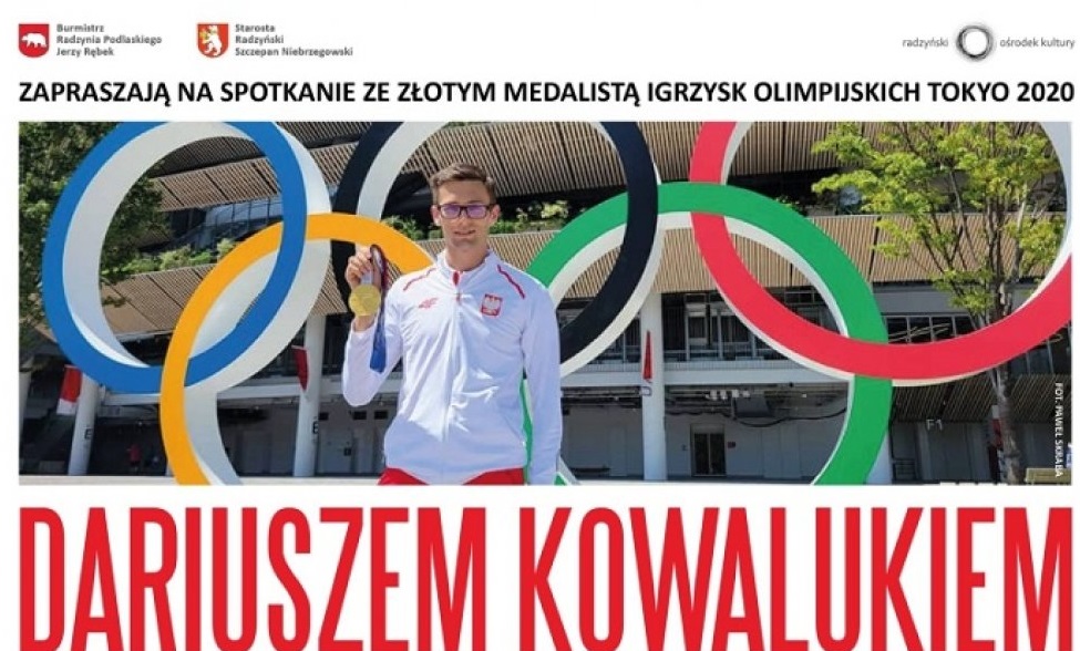 Zaproszenie na spotkanie z Dariuszem Kowalukiem, medalistą mistrzostw olimpijskich 2020 rodem z Komarówki Podlaskiej  - Zdjęcie główne