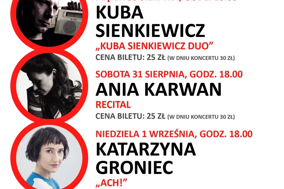 24. Ogólnopolskie Spotkania z Piosenką Autorską „Oranżeria 2019 . Wystąpią:Ania Karwan, Katarzyna Groniec i Kuba Sienkiewicz   - Zdjęcie główne