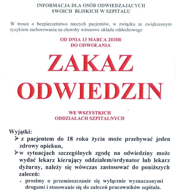 Radzyński szpital wprowadza od 13 marca ZAKAZ ODWIEDZIN - Zdjęcie główne