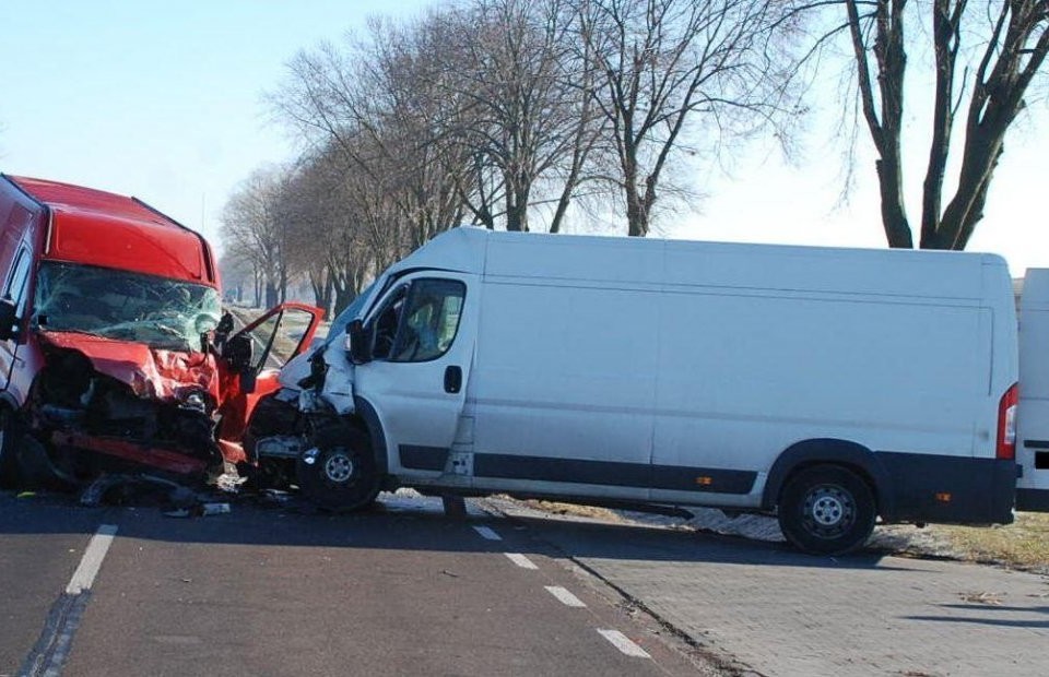 Czołowe zderzenie busów na krajówce - Zdjęcie główne