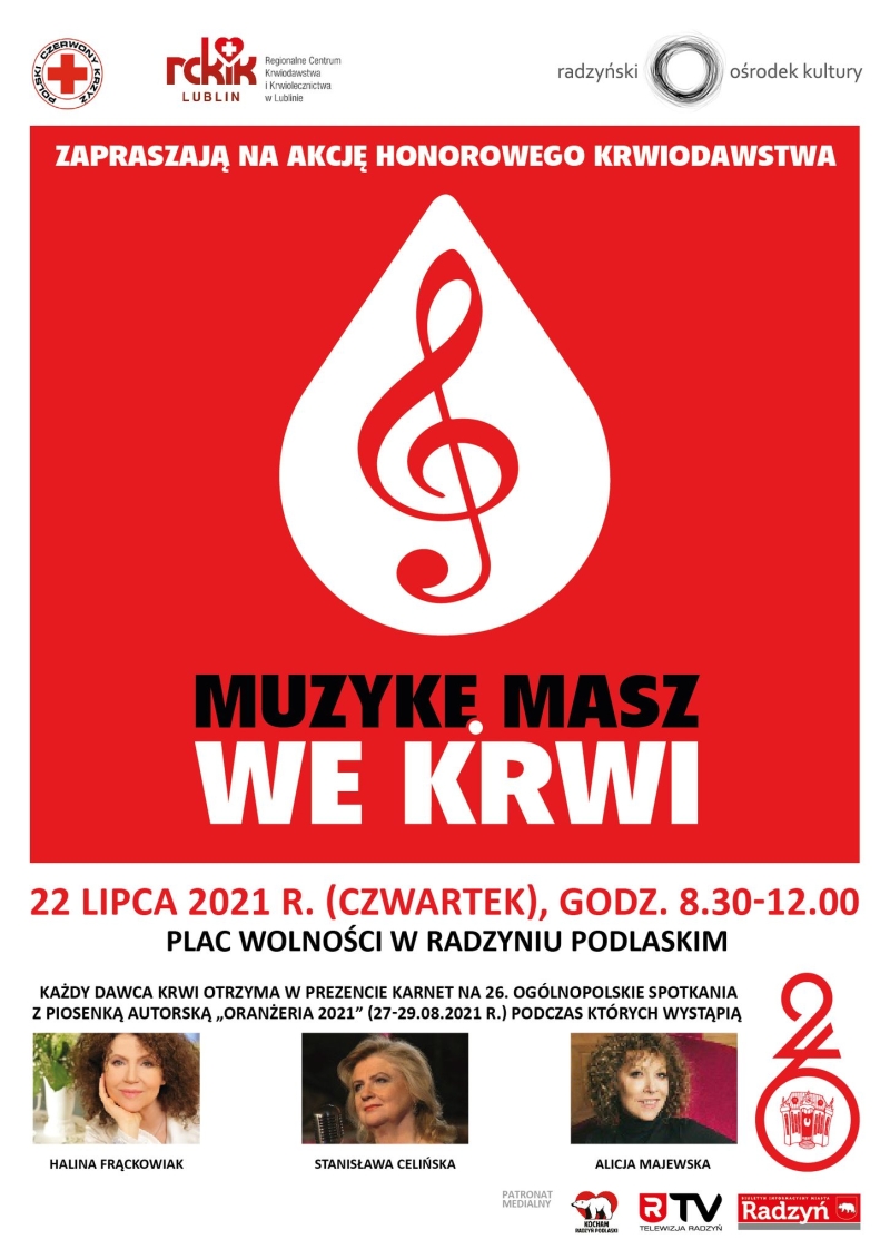 Muzykę masz we krwi ! Akcja Honorowego Krwiodawstwa , za krew bilety na koncerty  - Zdjęcie główne