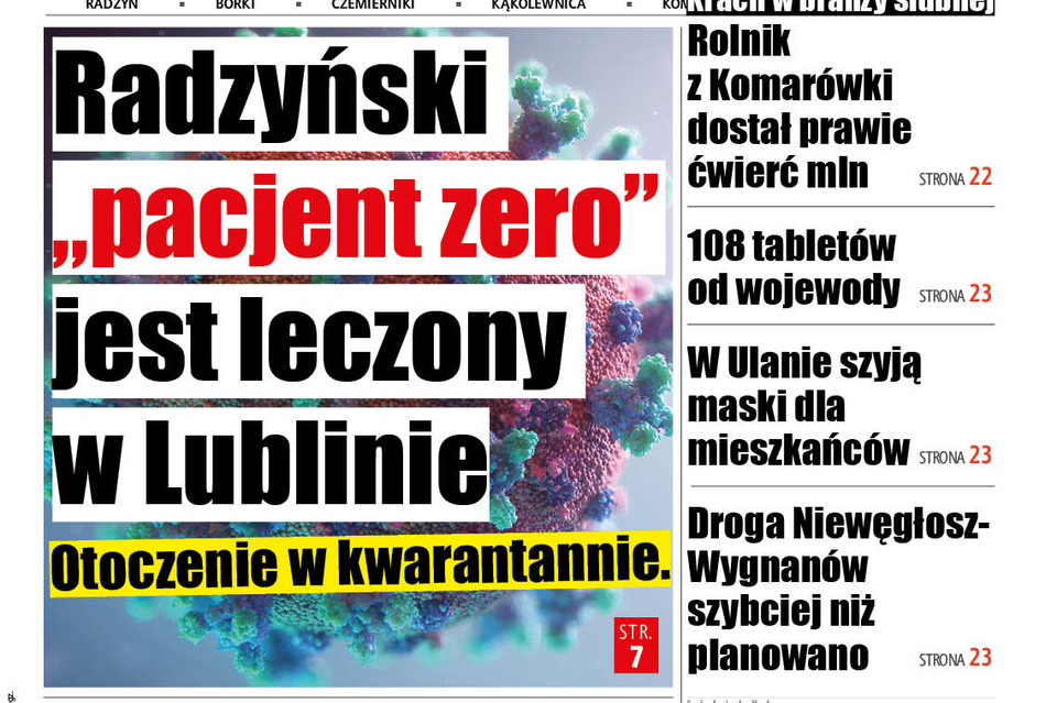 Pierwszy zakażony koronawirusem w powiecie radzyńskim - Zdjęcie główne